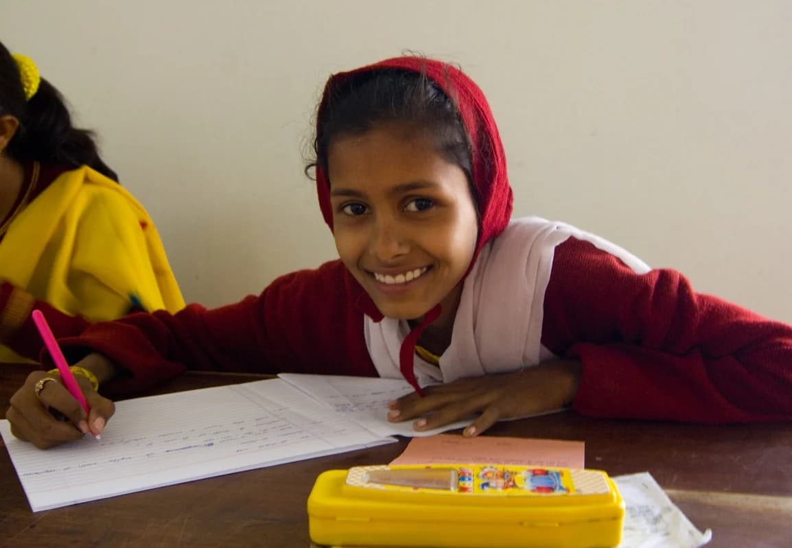 Girl student studying at Jadan school