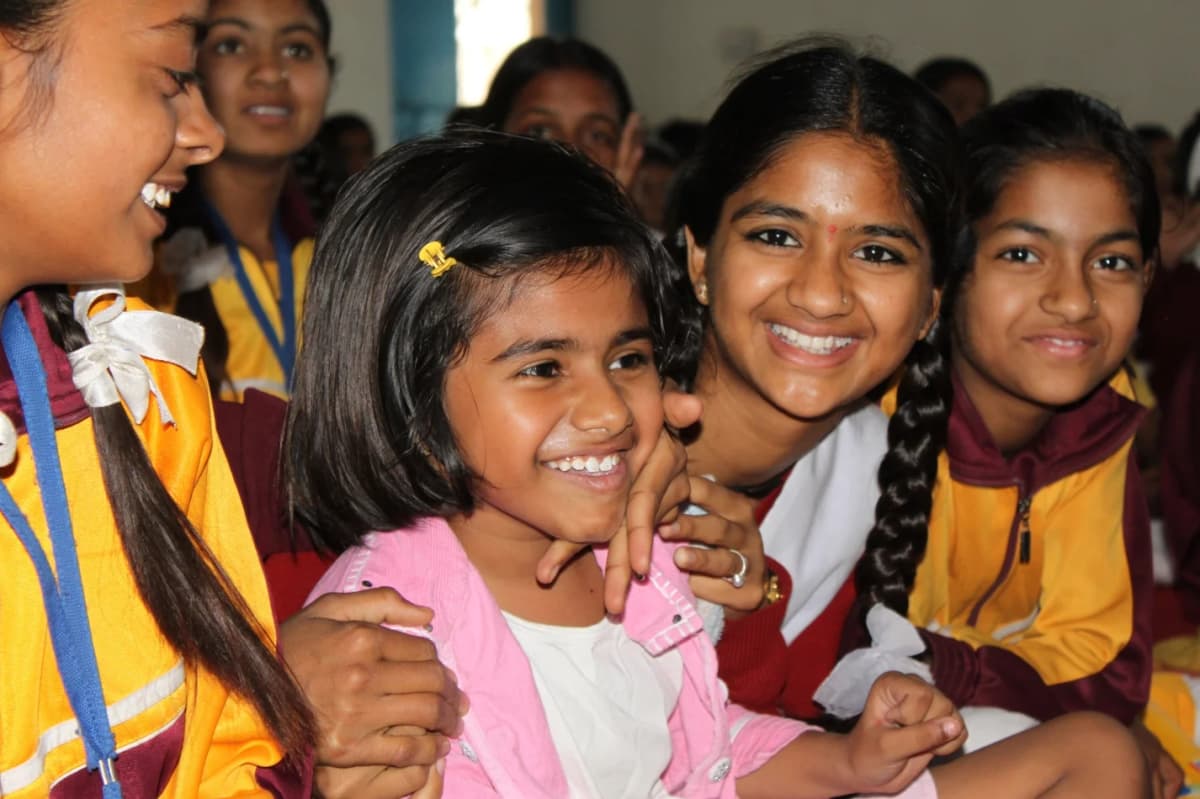 Girls at Jadan Vidyalaya receiving free education