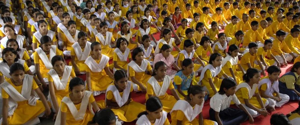Students gathered at Jadan school during an event